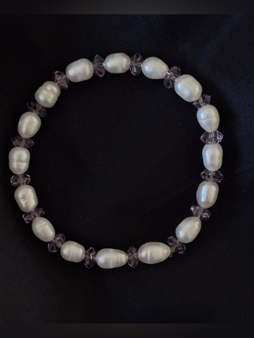Freshwater Pearl and Light Purple Crystal Stretch Bracelet ~ NWOT
